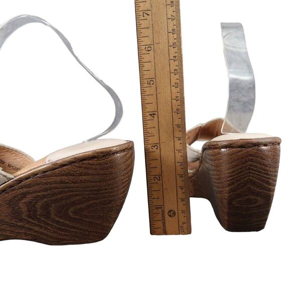 Born Shoes Women 8 Sandal Slide Wedge Leather Fashion Comfort Buckle Strap White - Picture 6 of 16